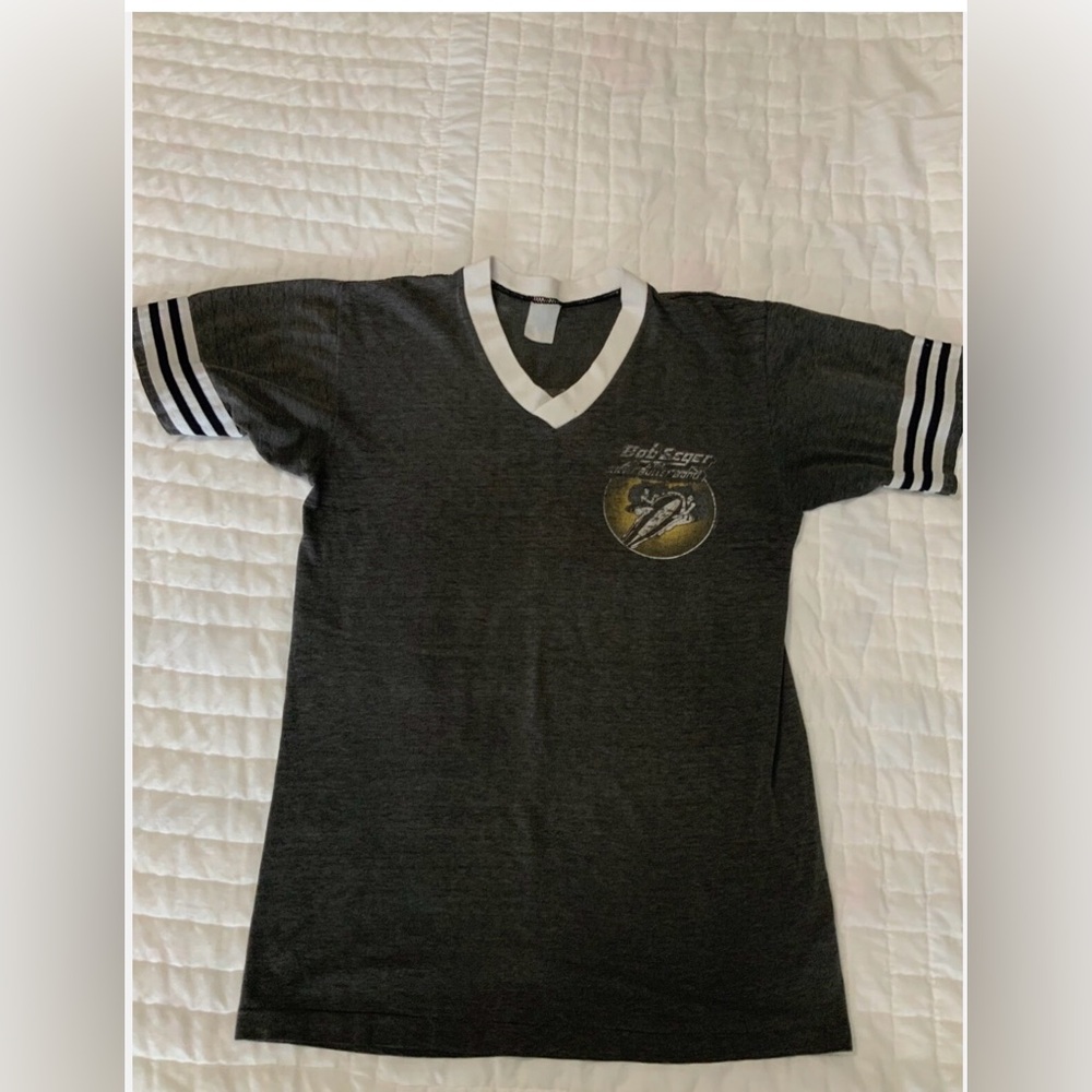 Bob Seger Vintage 1983 Triple Stripe Sleeve Shirt Small The distance tour